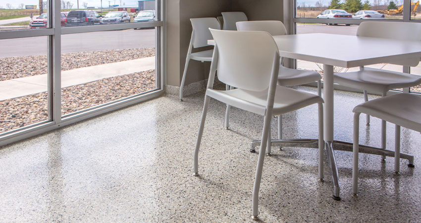 custom polyaspartic floors in commercial building
