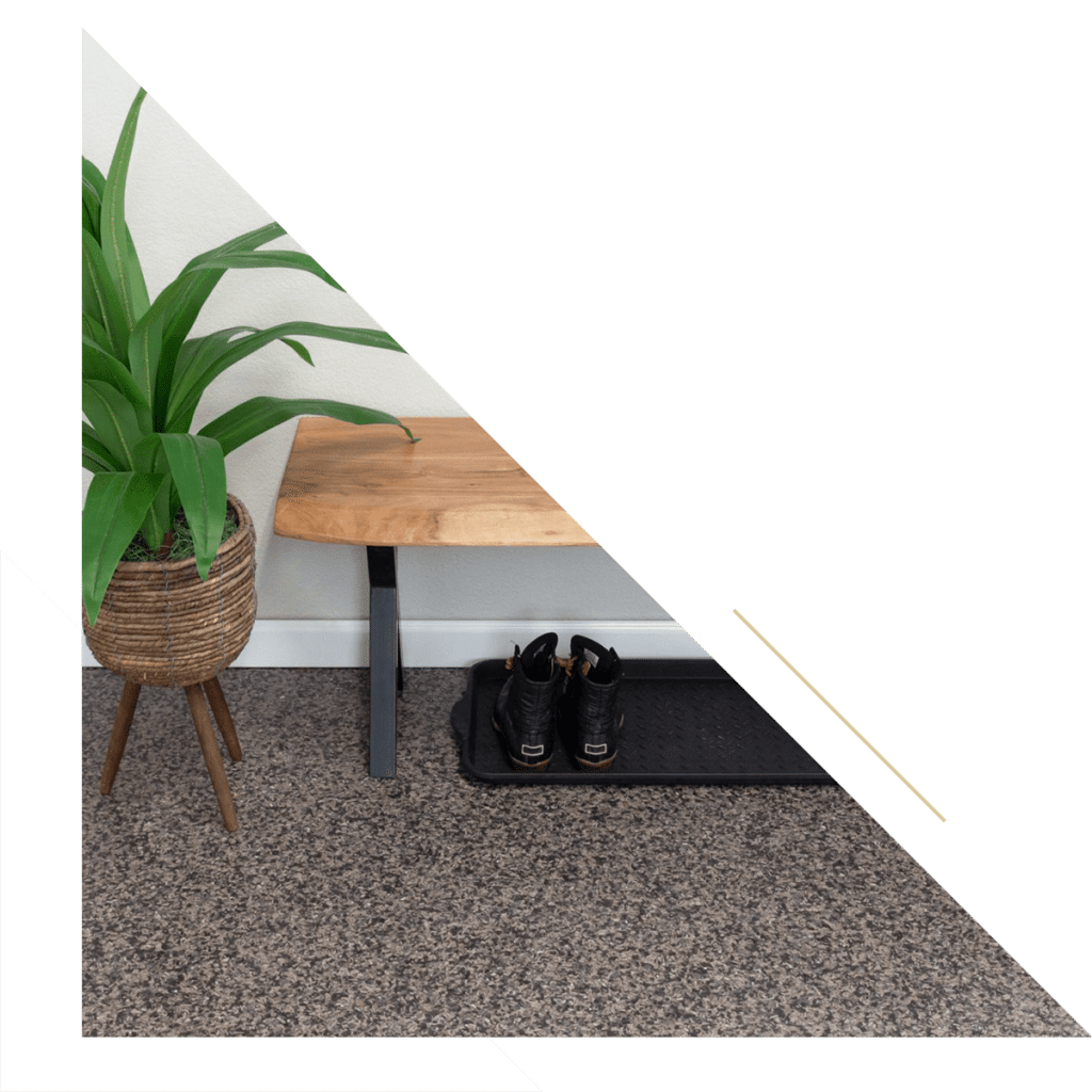 polyaspartic custom floor in residential entryway